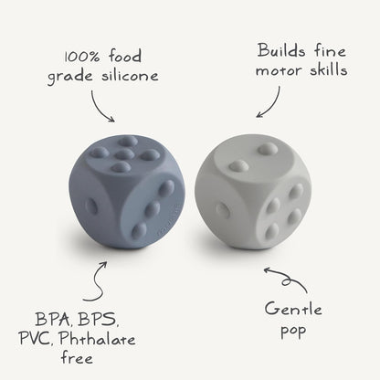Mushie Brinquedo Sensorial Dice Press (Pacote com 2) | Brinquedo Sensorial para Apertar e Estourar | Desenvolvimento da Coordenação Motora Fina | Ensina Aritmética Simples | 100% Silicone de Qualidade Alimentar