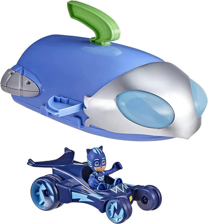 PJ Masks Brinquedo  2 em 1: Quartel-General e Foguete – Conjunto Pré-Escolar com Boneco de Ação e Veículo para Crianças a Partir de 3 Anos