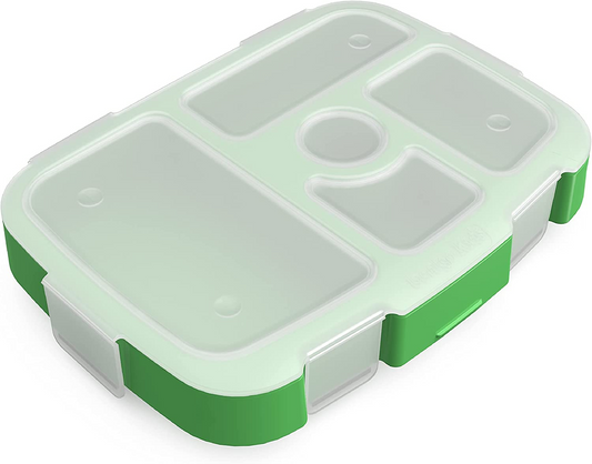 Bentgo Bandeja para impressões infantis com tampa transparente - reutilizável, sem BPA, recipiente para preparação de refeições com 5 compartimentos e controle de porções integrado para refeições saudáveis em casa e em movimento (Safari)