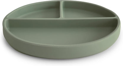 Mushie Prato de silicone com ventosa | Prato dividido antiderrapante para bebês e crianças pequenas | Silicone de qualidade alimentar | Pode ser lavado na lava-louças e usado no micro-ondas | Tomilho seco