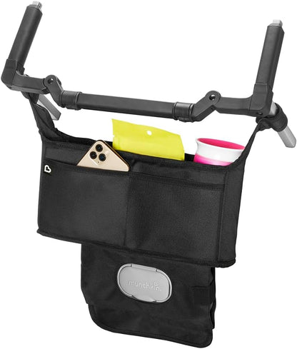 Munchkin Organizador de carrinho de bebê | Organizador para carrinho de bebê com 2 porta-copos, estojo para lenços umedecidos e bolso grande para itens essenciais para bebês e recém-nascidos | Ajuste universal para carrinhos de bebê,