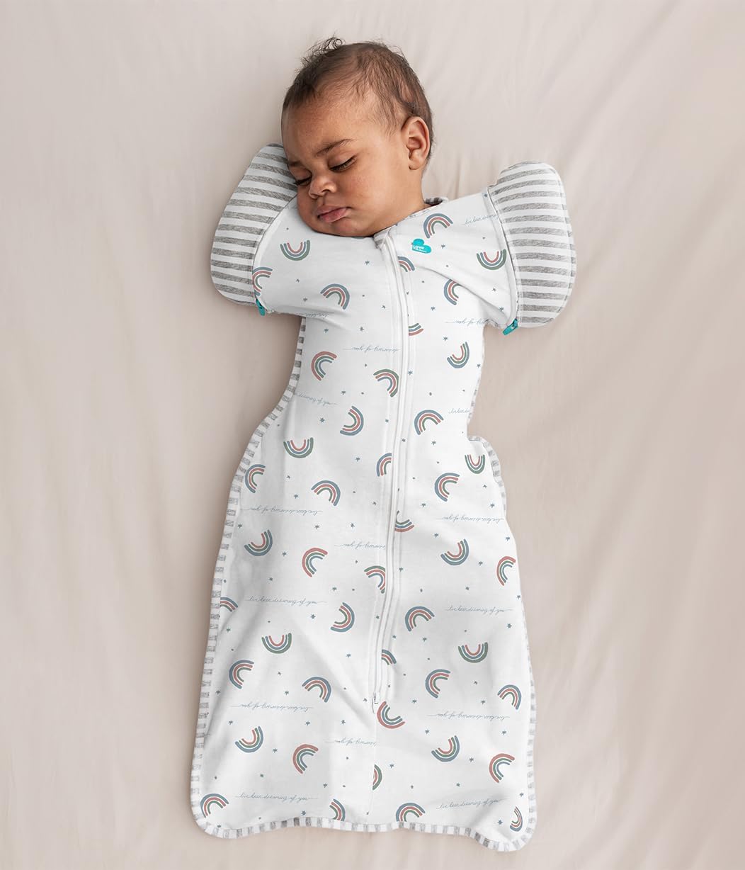 Love To Dream™ Saco de Transição Swaddle UP™, Grande (8,5–11 kg) – Rainbow Dream | Ajuste perfeito com abas removíveis | 1.0 Tog | Ideal para primavera e verão (20–24 °C) | Algodão lavável à máquina com zíper duplo