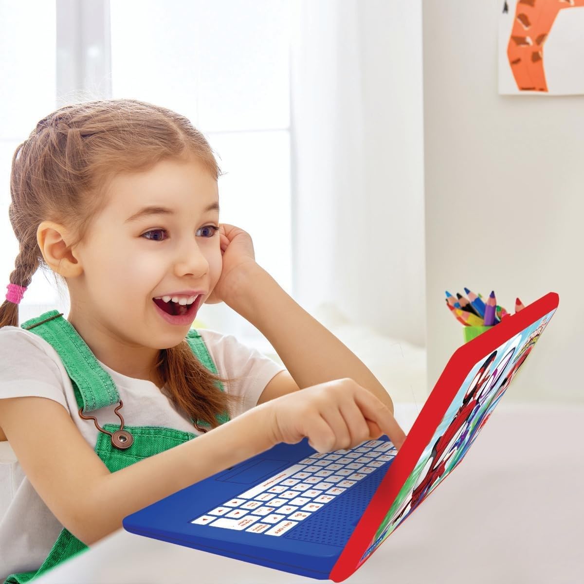 LEXIBOOK, Homem-Aranha e seus Incríveis Amigos, Laptop Educativo Francês/Inglês, Brinquedo Infantil, 170 Atividades para Aprender, Jogar e Ouvir Música, Tela Grande, Vermelho/Azul, JC599SPi1