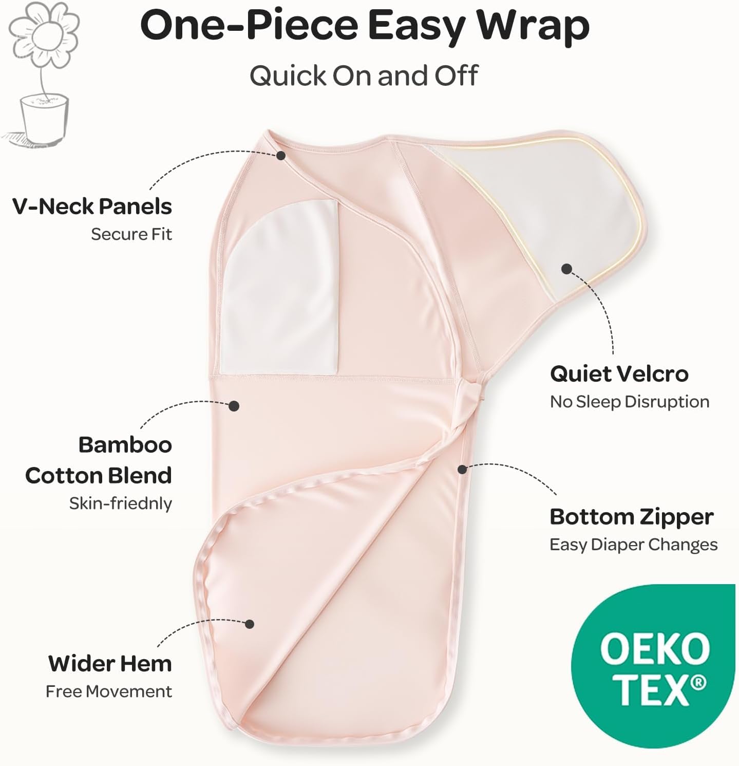 Momcozy Mantas para Recém-Nascidos de 0 a 3 Meses, com Fecho Silencioso, Fáceis de Usar para Pais de Primeira Viagem, Reduzem o Reflexo de Sobressalto, Pacote com 2, Rosa