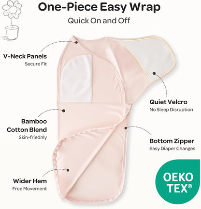 Momcozy Mantas para Recém-Nascidos de 0 a 3 Meses, com Fecho Silencioso, Fáceis de Usar para Pais de Primeira Viagem, Reduzem o Reflexo de Sobressalto, Pacote com 2, Rosa