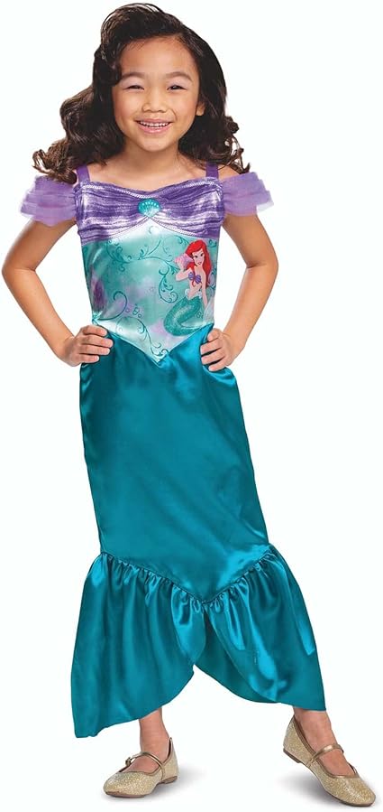 DISGUISE Disfraz Oficial de Ariel Estándar de Disney, Disfraz de Sirenita para Niña, Vestido de Sirena para Niña, Disfraz de Ariel para Niña, Traje de Pez, Disfraces del Día Mundial del Libro para Niña