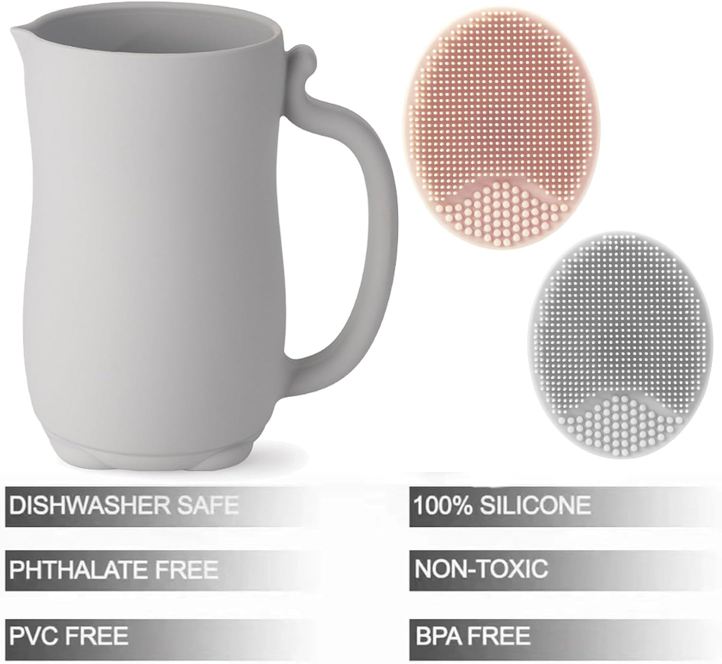 PandaEar Copo de Enxágue para Banho de Bebê, Enxágue de Shampoo de Silicone para Bebê com 2 Escovas para Crosta Láctea para Lavagem do Corpo de Crianças e Bebês (Cinza)