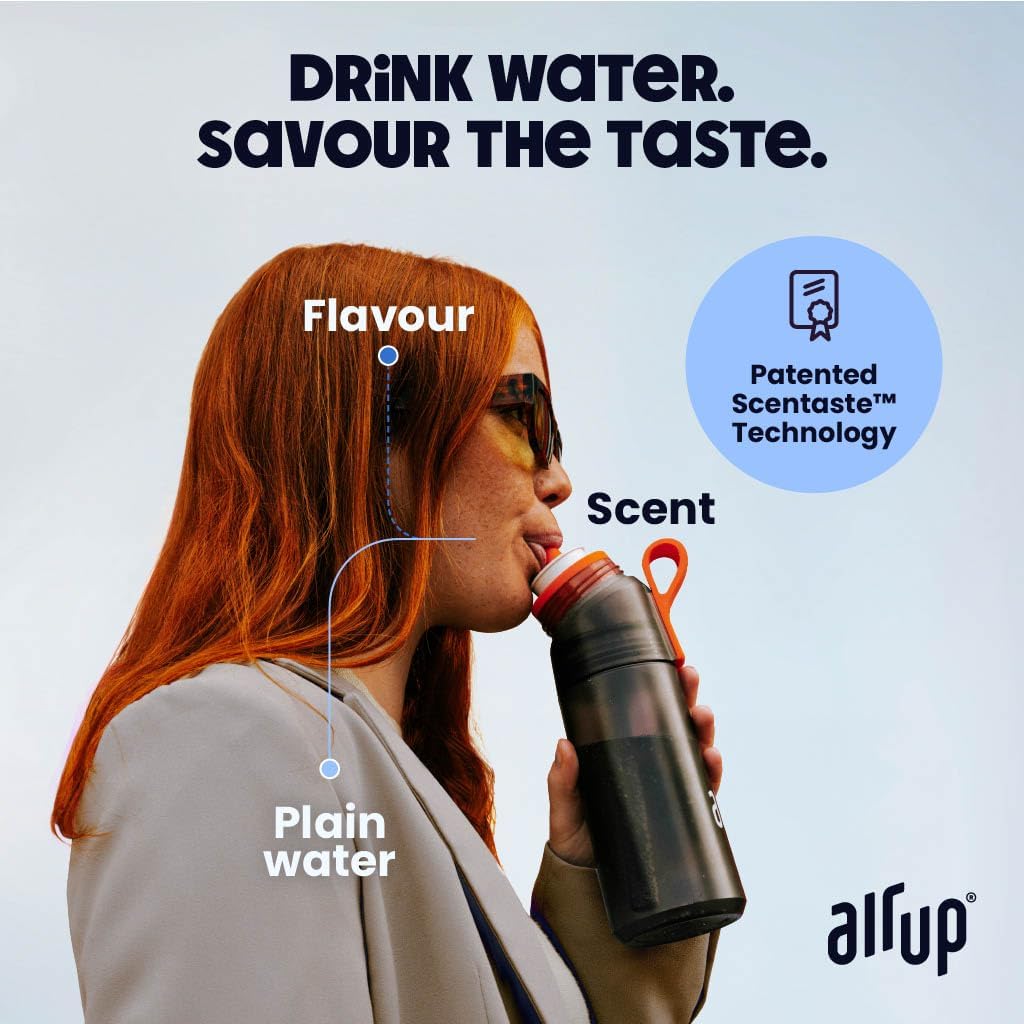 Garrafa de água AIR UP® Original Twist Pro, kit inicial com cápsulas em 5 sabores | Garrafa de 600ml com saborizantes sem açúcar | Pode ser lavada na lava-louças, livre de BPA, na cor azul