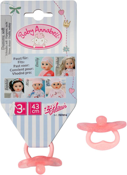 Baby Annabell Chupeta Universal 707074 - Uma chupeta em duas cores sortidas - Chupeta com alça para bonecas de 43 cm que não precisam de boca - Adequada para crianças a partir de 3 anos