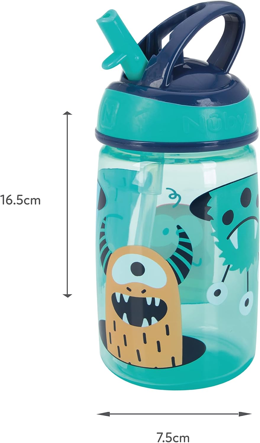 Nuby  Garrafa de água Mighty Swig - Copo com canudinho antiderramamento para crianças pequenas | 360 ml / 12 oz | Alça de transporte | Pode ir à máquina de lavar louça e ao micro-ondas | Copo adequado para crianças de 18 meses ou mais