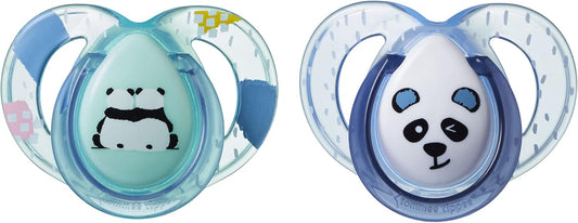 Tommee Tippee Chupetas Anytime, 6-18 m, pacote com 2, design ortodôntico simétrico, silicone sem BPA, azul