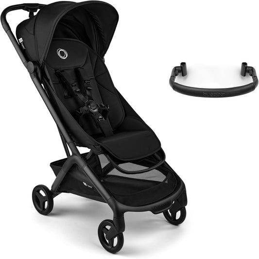 Bugaboo Carrinho de Bebê Leve para Viagem Butterfly 2 (Tamanho de Bagagem de Mão) – Kit com Barra de Proteção – Dobrável com uma mão, com assento reclinável, cesto de armazenamento e alça de transporte – Heritage Black