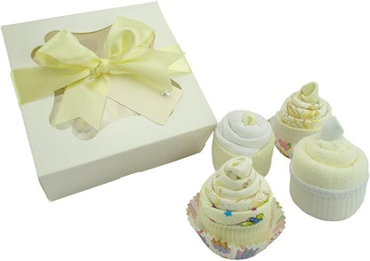Conjunto de 4 caixas de cupcakes com meias para bebês