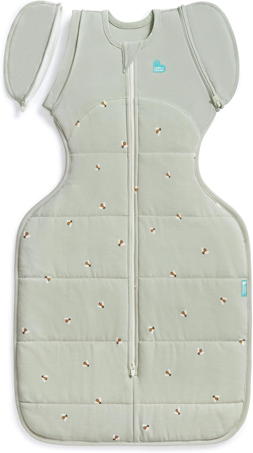 Love To Dream™ Saco de Transição Swaddle UP™, Grande (8,5-11 kg) - Verde Oliva | Ajuste perfeito com abas removíveis | 2,5 Tog | Ideal para inverno e outono (16-20 °C) | Algodão lavável à máquina com zíper duplo