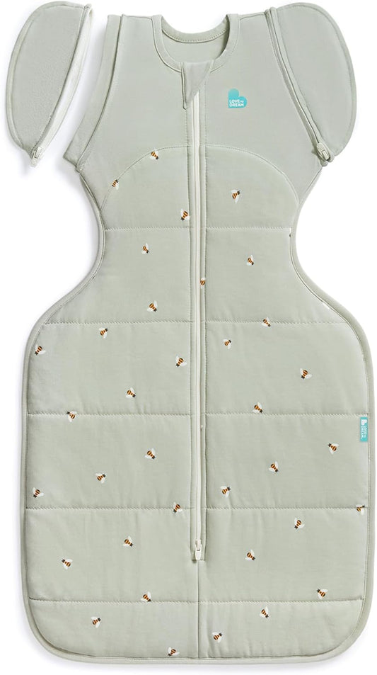 Love To Dream™ Saco de Transição Swaddle UP™, Grande (8,5-11 kg) - Verde Oliva | Ajuste perfeito com abas removíveis | 2,5 Tog | Ideal para inverno e outono (16-20 °C) | Algodão lavável à máquina com zíper duplo