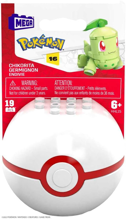 MEGA Conjunto de Montar Pokémon Chikorita com 19 peças compatíveis e uma Poké Bola – Kit de brinquedo para crianças a partir de 6 anos