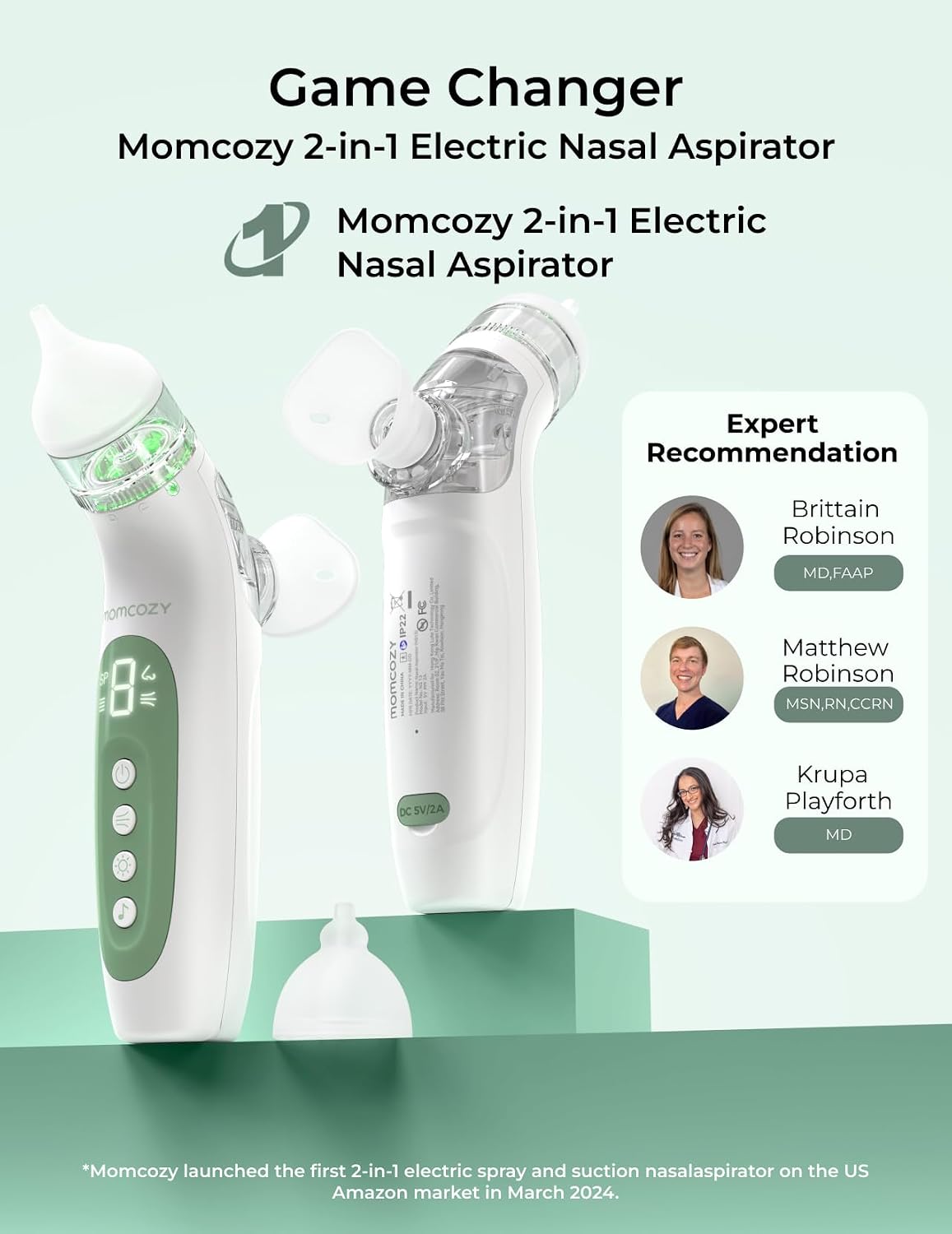 Momcozy Aspirador Nasal Elétrico para Bebês 2 em 1 BreezyClear™ com Spray