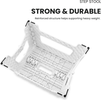 PandaEar Banquinho dobrável, 19 cm, leve e dobrável, ideal para crianças, perfeito para cozinha, banheiro, casa e quarto. Resistente e fácil de usar. Cor: Branco.