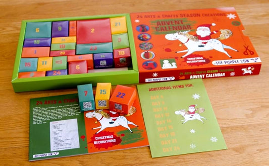 The Purple Cow Calendário do Advento de Contagem Regressiva de Natal de 2024. Lindos enfeites e decorações de artesanato DIY feitos à mão por seus filhos. 24 dias, todas as decorações da estação para a Árvore de Natal e Mesa.