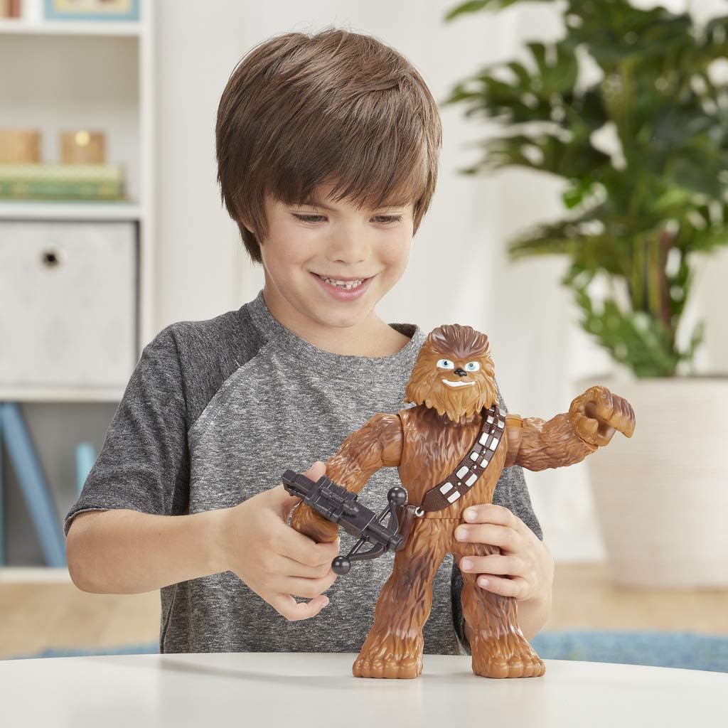 Star Wars Figura de ação Chewbacca Mega Mighties de 25 cm da linha Galactic Heroes com acessório de besta, brinquedo para crianças a partir de 3 anos.