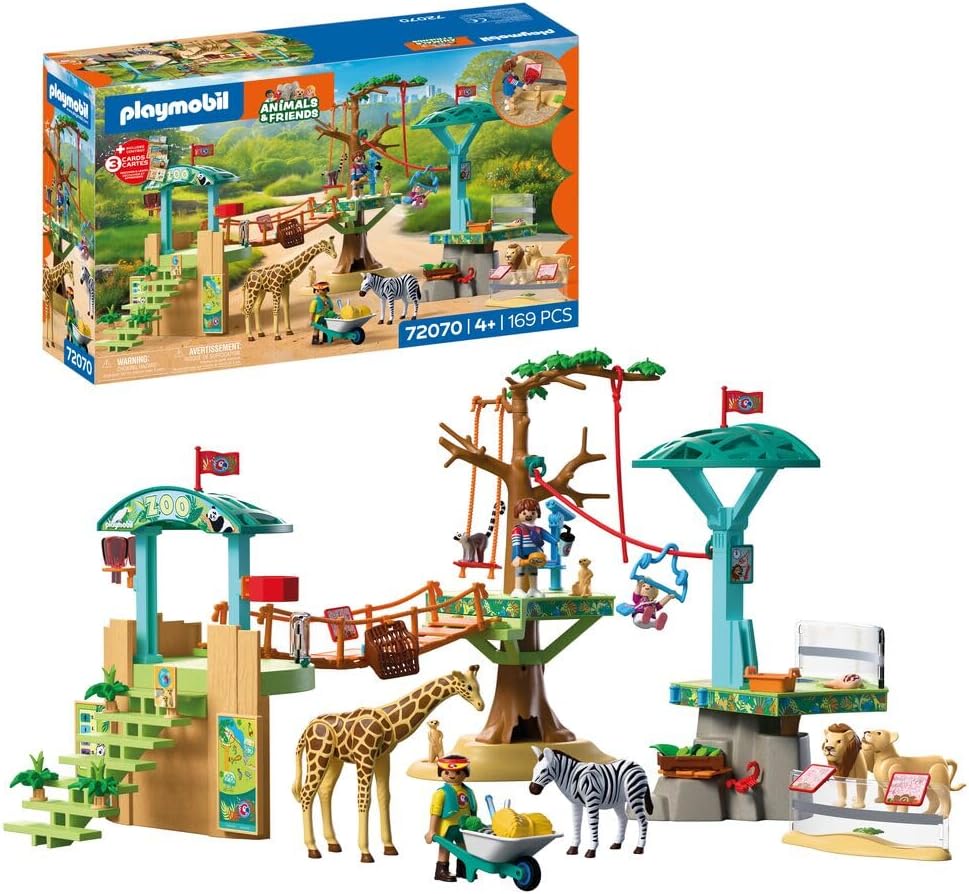 Playmobil | Animais e Amigos | Parque de Escalada Selvagem do Zoológico | 3 plataformas com teleférico e ponte pênsil | brinquedo infantil para crianças a partir de 4 anos | 72070