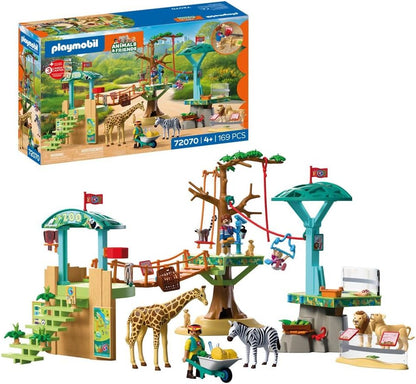 Playmobil | Animais e Amigos | Parque de Escalada Selvagem do Zoológico | 3 plataformas com teleférico e ponte pênsil | brinquedo infantil para crianças a partir de 4 anos | 72070