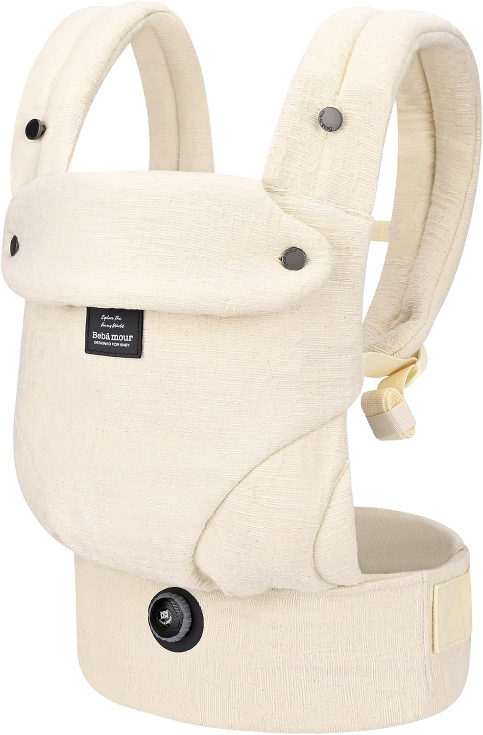 Bebamour Canguru para Bebê para bebês de 3,6 a 14,9 kg, ergonômico, confortável, em algodão, para uso frontal e nas costas, bege.