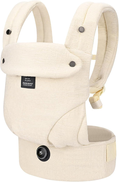 Bebamour Canguru para Bebê para bebês de 3,6 a 14,9 kg, ergonômico, confortável, em algodão, para uso frontal e nas costas, bege.