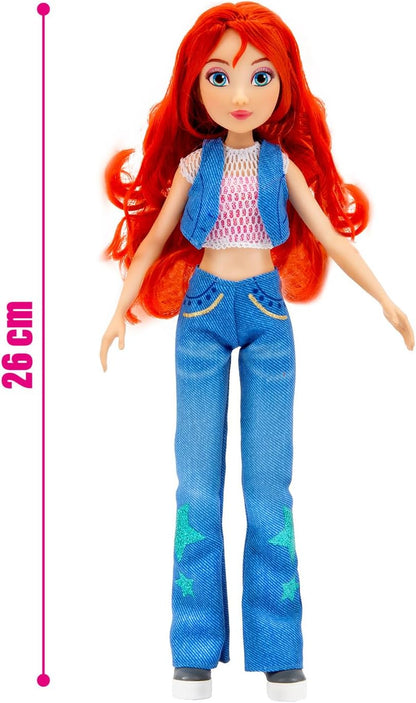 Winx Boneca Icônica – Bloom com Roupa Característica e Articulações – Boneca Fashion Clássica de 27cm com Cabelo Vermelho – Brinquedo Oficial do Clube Winx para Meninas – Brincadeira Mágica de Aventura – Idade 4+