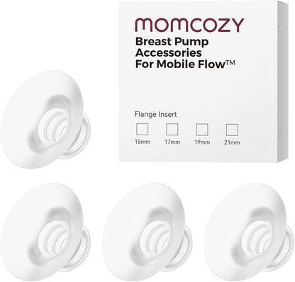 Momcozy Mobile Flow | Inserto de flange de 15 mm para atualização M9, acessórios de reposição originais para bomba de amamentação Mobile Flow | M9, pacote com 4 peças (15 mm)