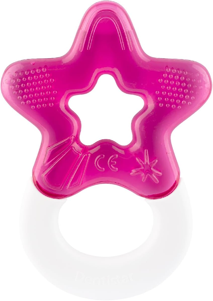 Dentistar Cool Teething Star Teething Baby Toy para bebês de 3 meses ou mais, anel de dentição de silicone macio para dente