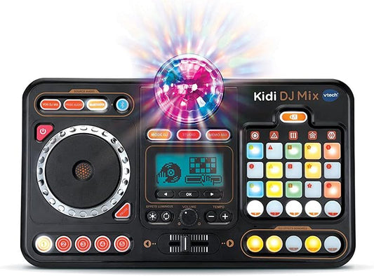VTech Kidi DJ Mix (Preto), Mixer DJ de Brinquedo para Crianças com 15 Faixas e 4 Estilos Musicais, com Luzes e Efeitos, Brinquedo Educativo, Brinquedo Interativo para Crianças a Partir de 6 Anos, 10,4 x 35,8 x 24,3 cm