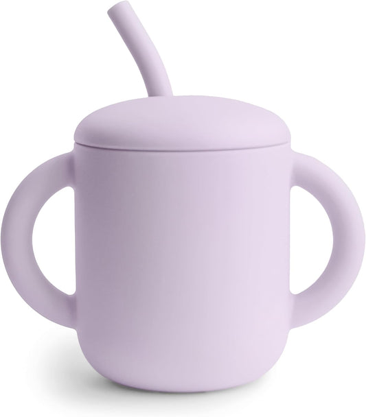 Mushie Copo de Treinamento em Silicone com Canudo | Copo de Transição para Bebês a partir de 6 Meses | Capacidade: 175 mL | Tampa Removível | Material: Silicone de Grau Alimentício | Pode ser lavado na lava-louças e usado no micro-ondas