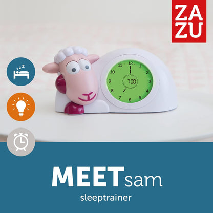 ZAZU Relógio Sam the Lamb - Relógio para treinamento de sono e luz noturna para crianças | Despertador iluminado | Ajuda a ensinar seu filho quando acordar com indicadores visuais | Brilho Ajustável | Desligamento automático