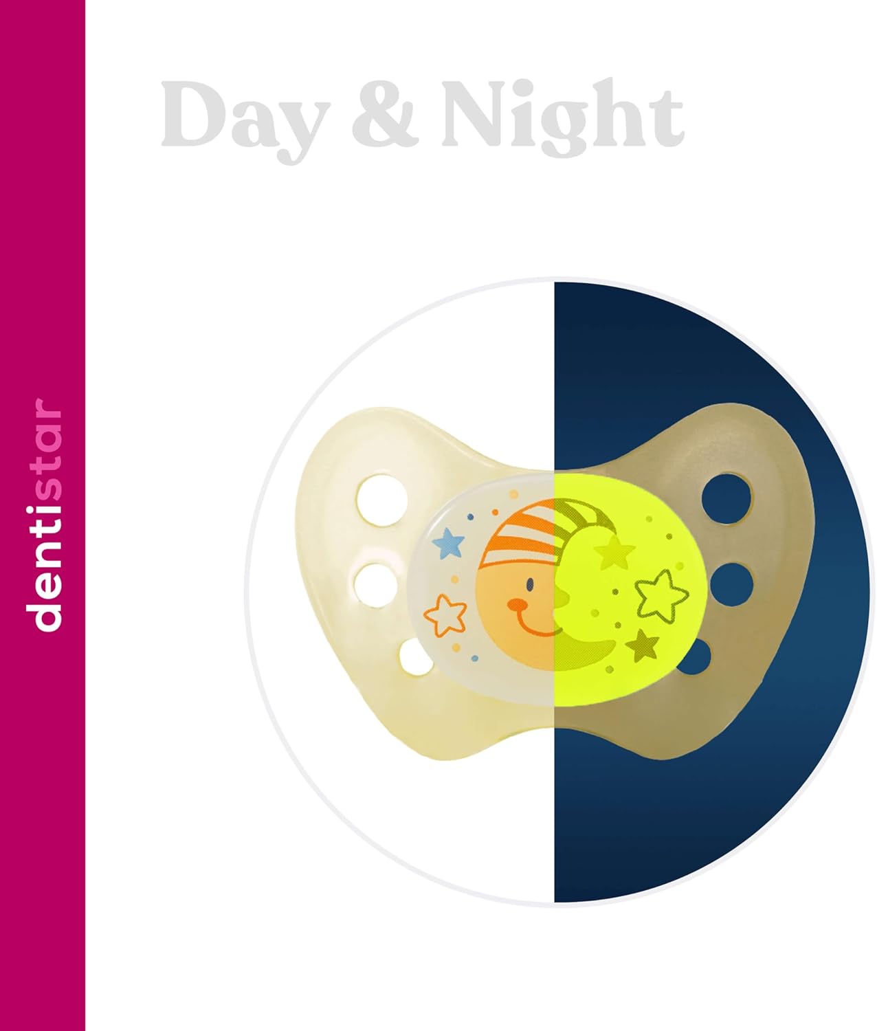 Dentistar Conjunto de 3 chupetas de silicone Night - Tamanho 3 para mais de 14 meses - Chupeta de silicone com degrau dentário - Roxo com motivo de gato - Brilha no escuro - Acessórios para bebês sem BPA