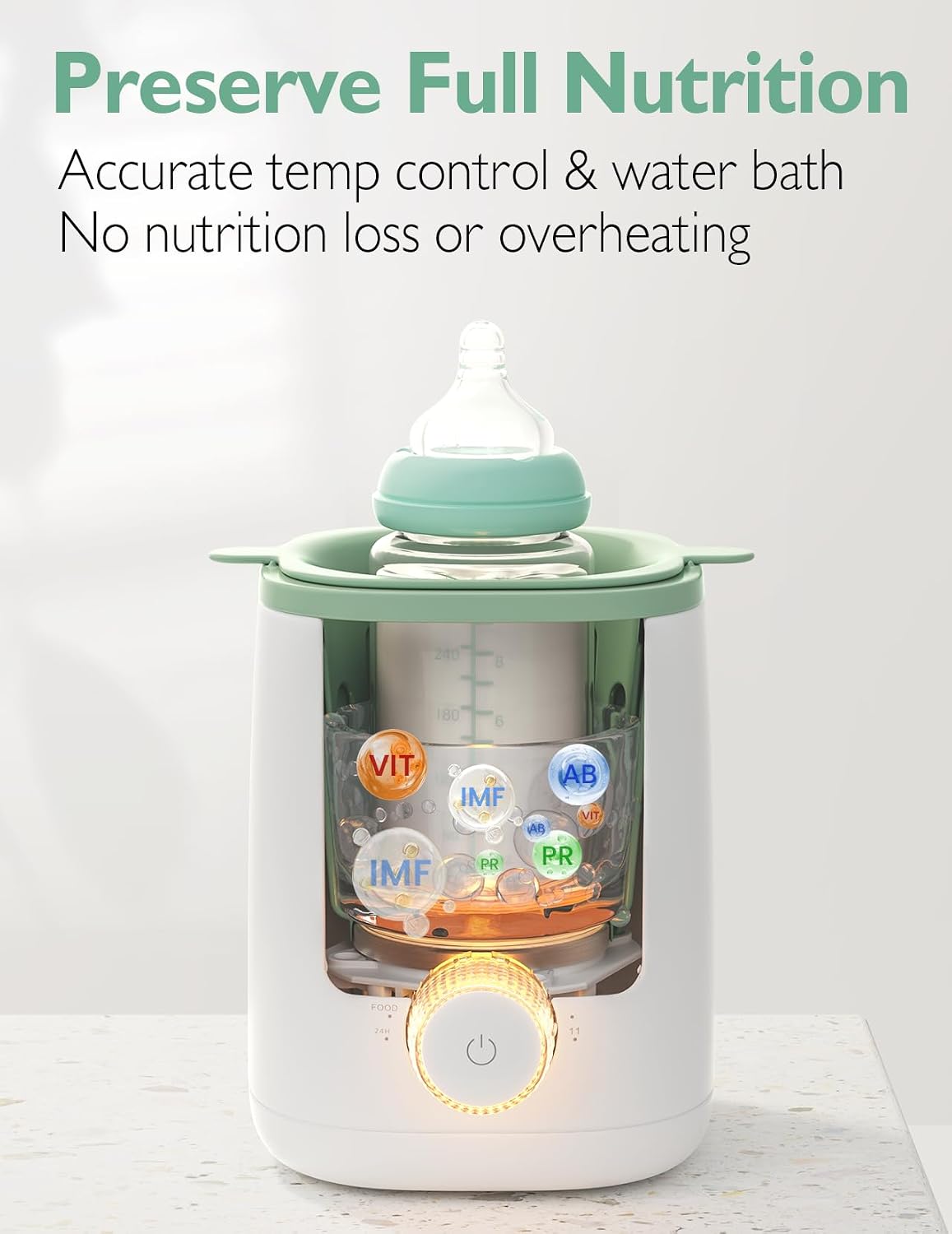 Momcozy Aquecedor de Mamadeiras para Leite Materno, Fórmula e Papinha, Aquecimento Rápido | Preservação Máxima de Nutrientes, Luz Noturna para Amamentação, Fácil de Usar com um Toque, Presente Essencial para Recém-nascidos e Mamães