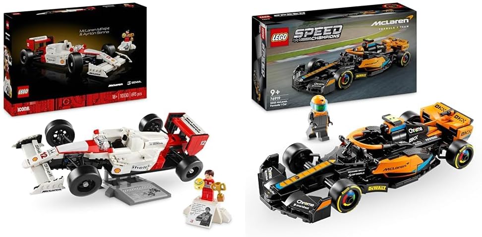 LEGO 10330 Conjunto de veículos Icons McLaren MP4/4 e Ayrton Senna, Corrida F1