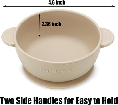PandaEar Conjunto de 3 Tigelas de Silicone com Ventosa - Tigelas para Alimentação de Bebês e Crianças Pequenas que Não Deslizam - Macias, Seguras e Livres de BPA (Linho Azul e Verde)