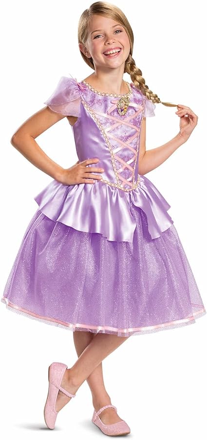 DISGUISE  Fantasia oficial de Rapunzel de luxo da Disney para meninas, fantasia de Rapunzel para crianças, vestido extravagante, roupa emaranhada para meninas, fantasias de princesa para meninas, fantasias do Dia Mundial do Livro para meninas S