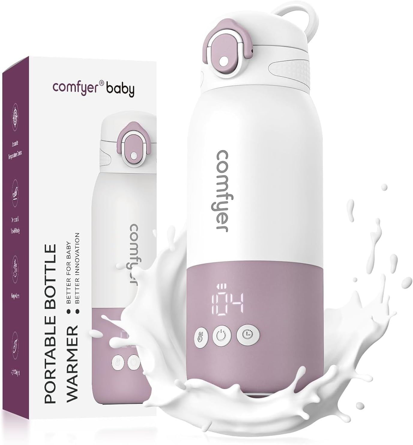 Aquecedor de mamadeiras portátil para bebês, aquecimento rápido e bateria de longa duração de 12.000 mAh, dois modos de aquecimento para leite materno e água, capacidade de 340 ml, para viagens de carro e avião