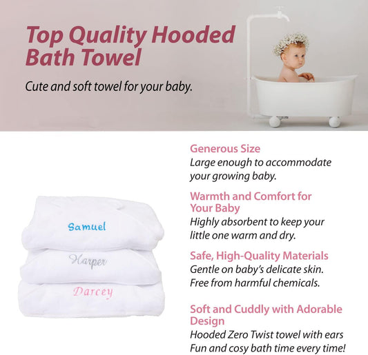 Toalha de banho com capuz personalizada para recém-nascidos - Toalha macia, fofinha, altamente absorvente e lavável à máquina com orelhas para sua nova menina, Toalha com capuz lavável à máquina para bebês e crianças pequenas