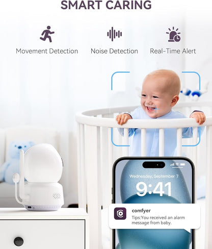 Monitor para bebês/animais de estimação para segurança interna, monitoramento com aplicativo para smartphone, Monitor para bebês/animais de estimação para segurança interna, monitoramento com aplicativo para smartphone, resolução 2K QHD