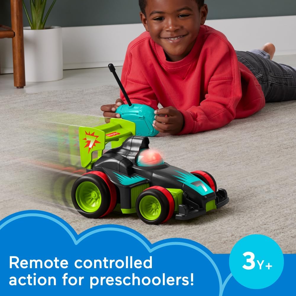 Fisher-Price Carrinho de brinquedo pré-escolar My Easy RC com controle remoto e 2 velocidades para crianças a partir de 3 anos, HYH28