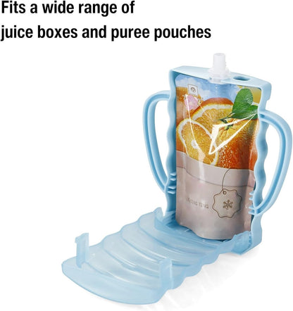 PandaEar Conjunto de 2 Porta-Sacos Antiaperto, Porta-Sacos de Comida de Bebê, Suco e Bebidas com Alça, Azul/Roxo