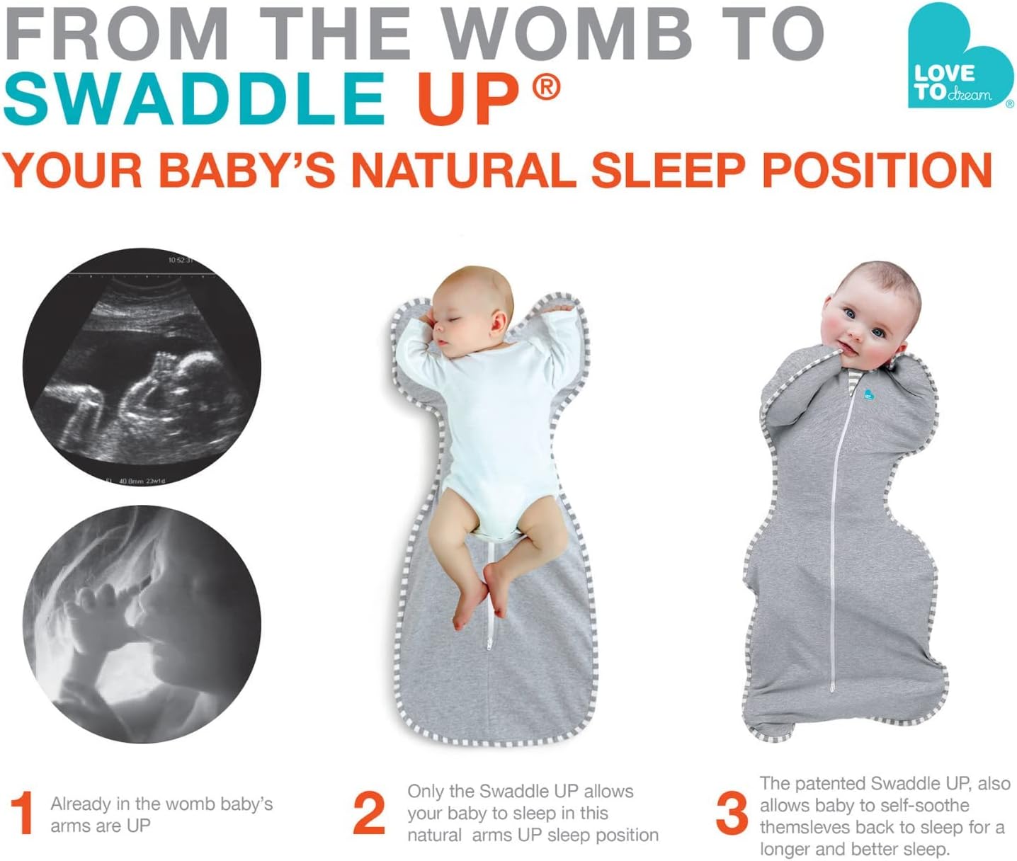 Love To Dream™ Swaddle UP™, Tamanho Pequeno (3,5-6 kg) - Branco | Ajuste perfeito, promove uma rotina de sono saudável | 2,5 Tog, ideal para inverno e outono (16-20 °C) | Algodão lavável à máquina com zíper duplo