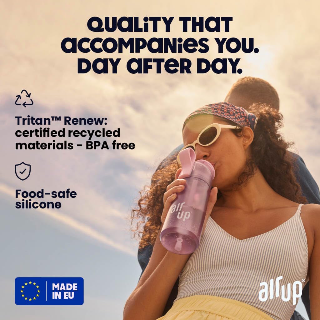 Garrafa de água AIR UP® Original Twist Pro, kit inicial com cápsulas em 5 sabores | Garrafa de 600ml com saborizantes sem açúcar | Pode ser lavada na lava-louças, livre de BPA, na cor azul