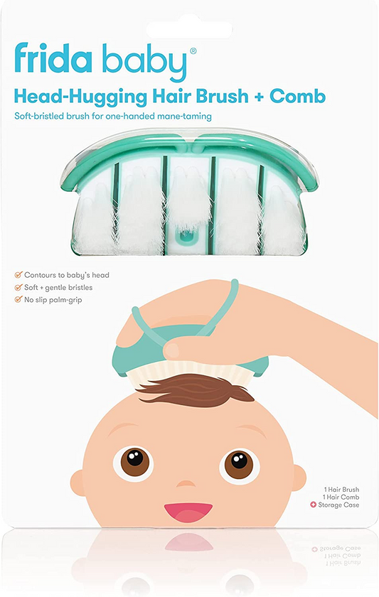 Frida Baby Conjunto de escova de cabelo para bebê + pente modelador, verde