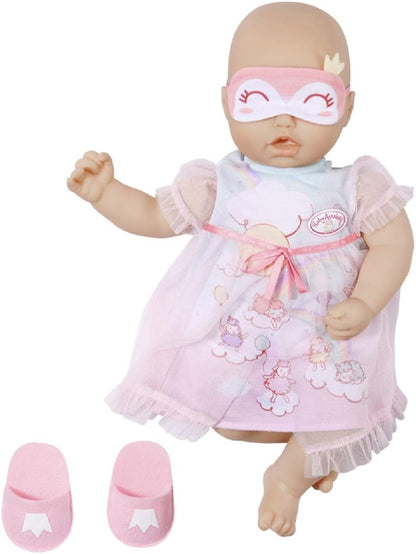 Baby Annabell Vestido Sweet Dreams - Roupa para bonecas de 43 cm - Para crianças a partir de 3 anos - Fácil de vestir para mãos pequenas - Inclui camisola, pantufas, máscara de dormir e cabide