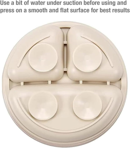 PandaEar Conjunto de 3 pratos infantis, pratos de silicone divididos com ventosas para bebês e crianças pequenas, antiderrapantes - próprios para lava-louças e micro-ondas (marrom chá linho)
