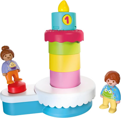 Playmobil | JUNIOR | JUNIOR: Bolo de Aniversário | Bolo Surpresa com Efeito de Pulo, Vela Giratória e Bonecos | Para Crianças a Partir de 4 Anos | 72086